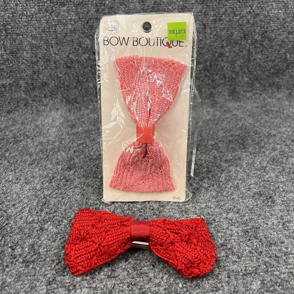 Vintage Goody Bow Boutique 5.5" Pink Crochet Bow Barrette 1987 New & Red Opened